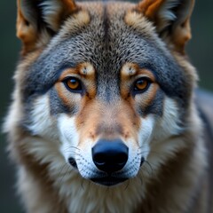 Fototapeta premium grey wolf closeup stock photo