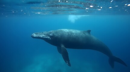 Fototapeta premium humpback whale underwater in caribbean