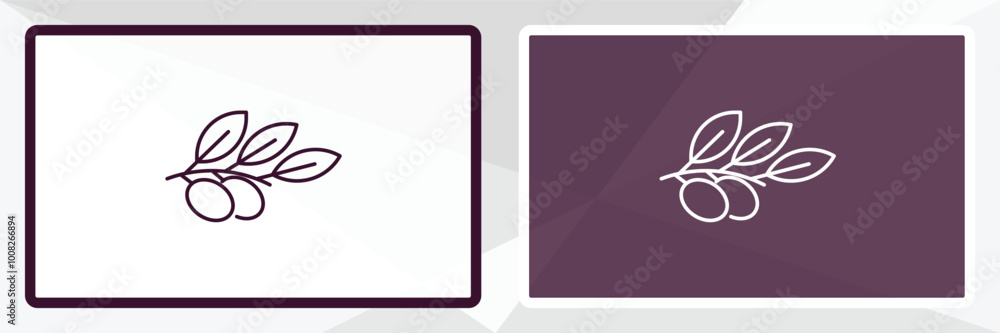Poster olives on a branch outline icon. linear vector from ecology concept. thin line white and black olive