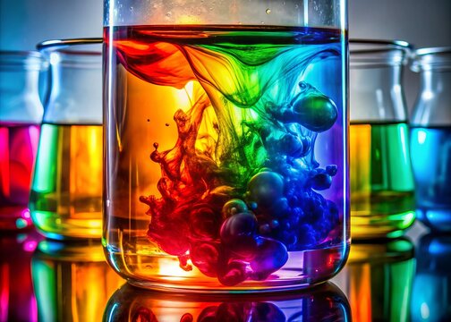 Vibrant Urochrome Liquid in a Clear Container Showcasing Rich Colors and Textures for Science Use