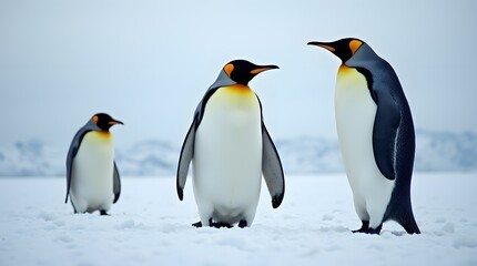 Fototapeta premium penguins on the snow