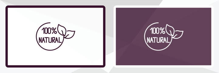 100 % natural badge outline icon. Linear vector from ecology concept. Thin line white and black 100 % natural badge icon isolated on white and dark background