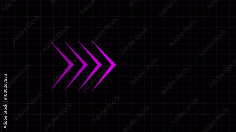 Poster abstract beautiful arrow loading animation . purple color icon black background right arrow