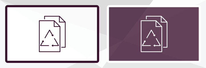 recycled paper outline icon. Linear vector from ecology concept. Thin line white and black recycled paper icon isolated on white and dark background
