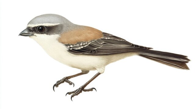 The picture shows a shrike, likely a great grey shrike. It could also be a lesser grey shrike, grey-backed fiscal, or Iberian grey shrike.