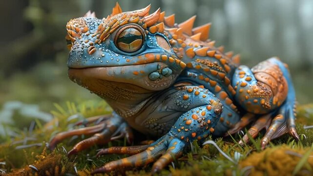 Fantasy dragon frog inflating and floating away like a balloon