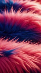A close-up of colorful fur, showcasing a rich blend of hues and textures. The vibrant strands create an eye-catching, luxurious appearance, perfect for highlighting unique fashion details