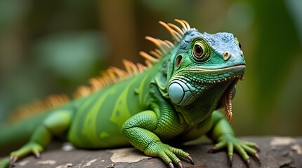 Fototapeta premium small green iguana closeup