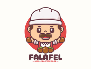 Falafel cartoon mascot, middle eastern food template logo design