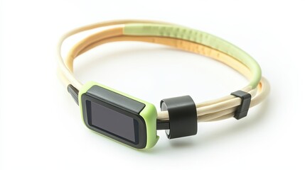 Fototapeta premium Green and Beige Smartwatch with Black Strap and Display