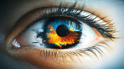 Fototapeta premium Close up Eye with world , world sight banner