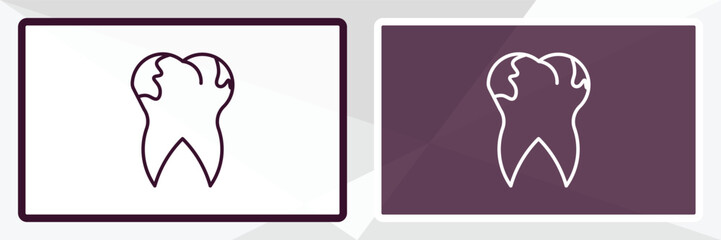 cavities outline icon. Linear vector from dentist concept. Thin line white and black cavities icon isolated on white and dark background