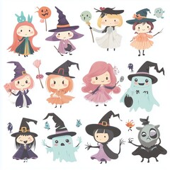 Obraz premium Happy Halloween ,cute witch, witch costume