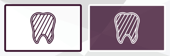 inner tooth outline icon. Linear vector from dentist concept. Thin line white and black inner tooth icon isolated on white and dark background