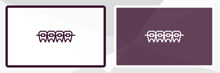 lingual braces outline icon. Linear vector from dentist concept. Thin line white and black lingual braces icon isolated on white and dark background