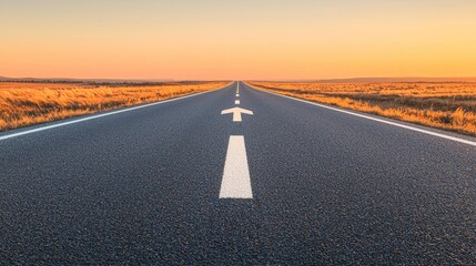 Empty road stretching into the horizon under a clear sky, tranquil scenery.