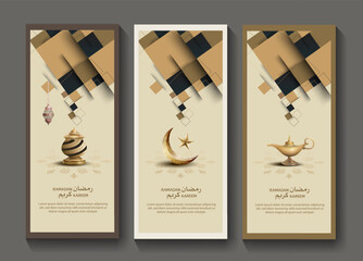 set of islamic greetings card design ramadan kareem
