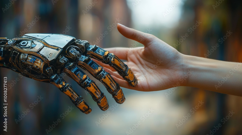 Wall mural using a robot to do a job that a person usually does.