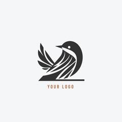 Fototapeta premium Minimalist Bird Logo with Dynamic Lines, Perfect for Modern Branding and Sleek Design Aesthetics