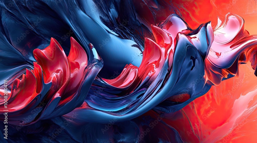 Aufkleber A vibrant swirl of red and blue colors creating a dynamic abstract artwork, perfect for modern design projects.