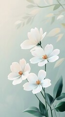 A serene illustration of white flowers against a soft background.