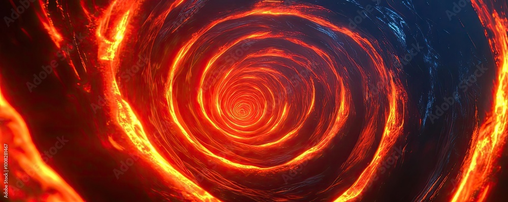 Poster a mesmerizing swirling vortex of fiery orange and deep blue, embodying the essence of energy and tra