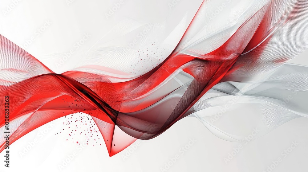 Aufkleber a vibrant composition of flowing red and black waves on a light background, evoking emotion and dyna