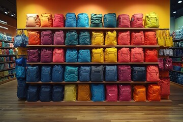 Colorful and Vibrant Display of Department Store Walls with Eye-Catching Merchandise Arrangements