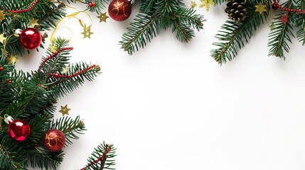 christmas background with christmas branches and decorations