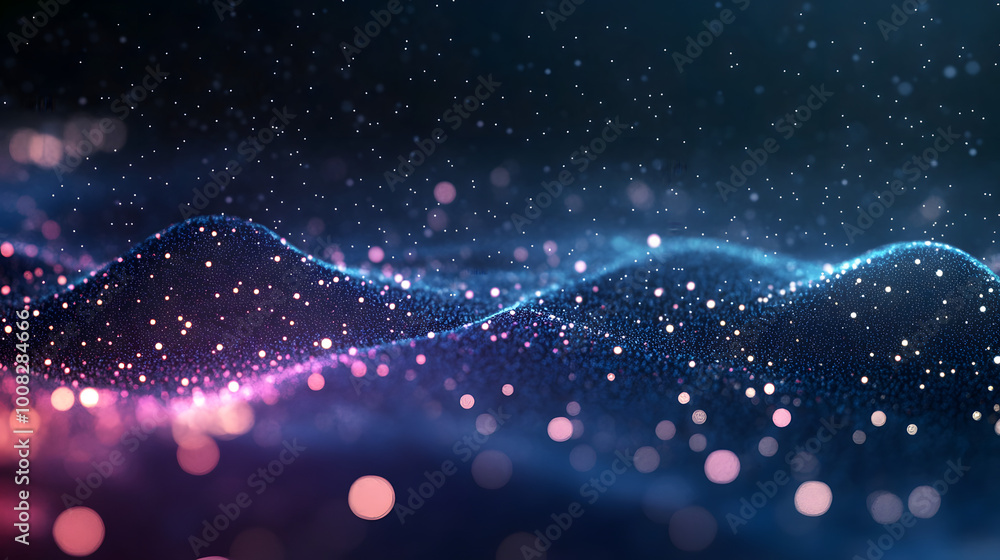 Aufkleber digital technology. futuristic background of glowing particles in motion. large amount of data. 3d r