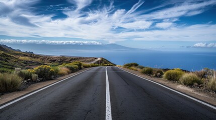 Fototapeta premium Asphalt Road Leading to the Ocean