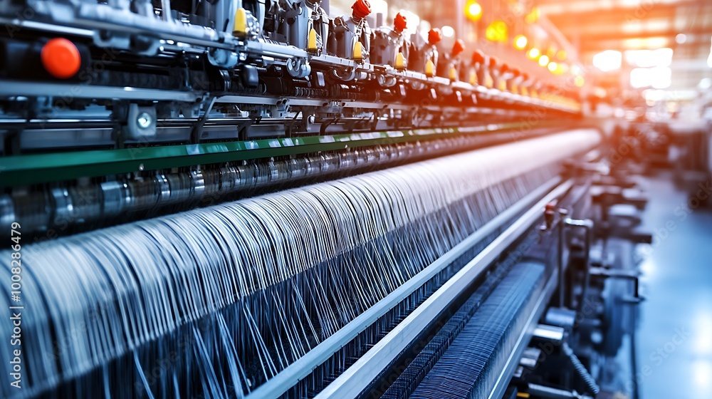 Poster close-up of a textile machine in operation