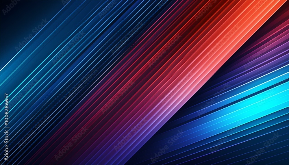 Poster colorful lights speed concept. vibrant diagonal stripes abstract background. red and dark blue backg