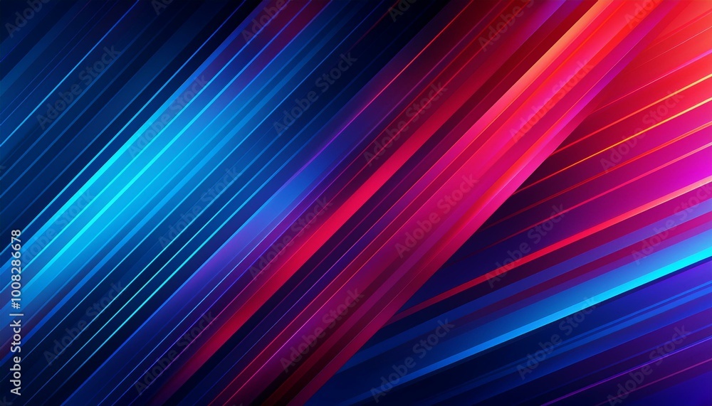 Poster colorful lights speed concept. vibrant diagonal stripes abstract background. red and dark blue backg