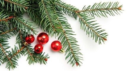 christmas background with christmas branches and decorations