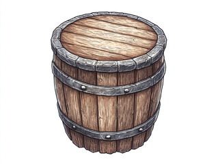 Obraz premium Vintage Wooden Barrel with Metal Bands: Rustic Design and Texture