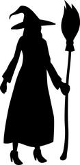 Witch Is Flying Using A Broom Silhouette