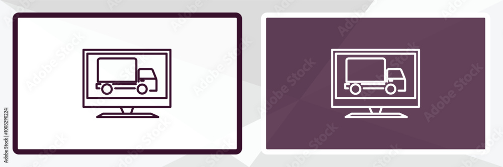 Poster delivery monitor outline icon. linear vector from delivery concept. thin line white and black delive