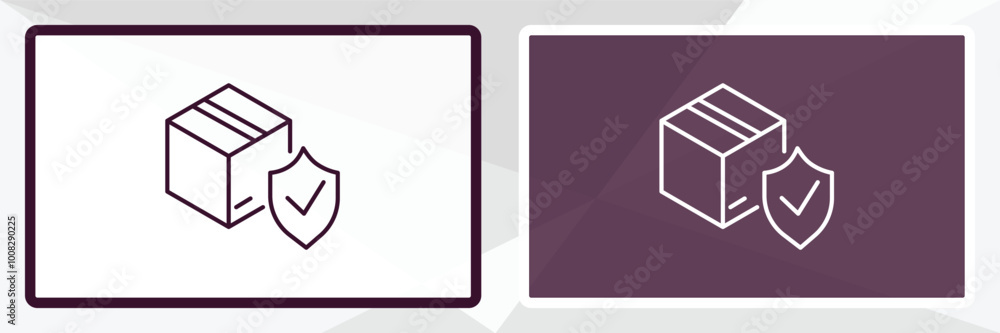 Poster delivery shield outline icon. linear vector from delivery concept. thin line white and black deliver