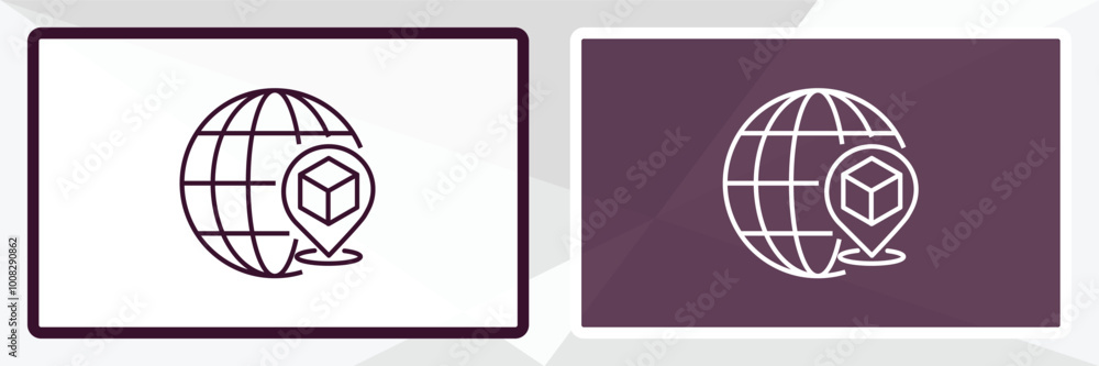 Poster global distribution outline icon. linear vector from delivery concept. thin line white and black glo