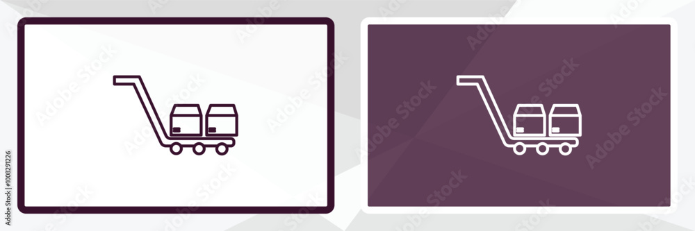 Poster delivery cart outline icon. linear vector from delivery concept. thin line white and black delivery 