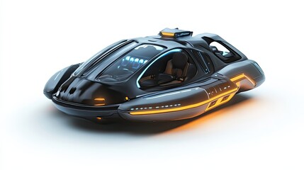 Futuristic Black and Silver Personal Vehicle with Glowing Lights