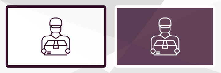 delivery man outline icon. Linear vector from delivery concept. Thin line white and black delivery man icon isolated on white and dark background