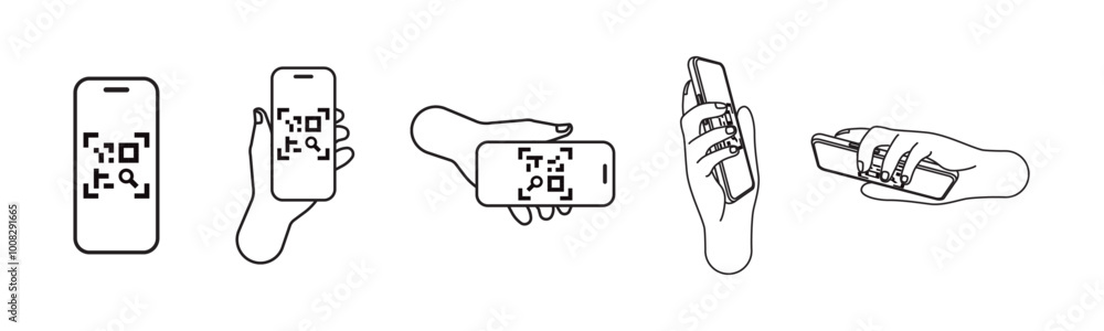 Poster scan qr codes with smartphone for mobile payments, identification and credentials. easy scanning and
