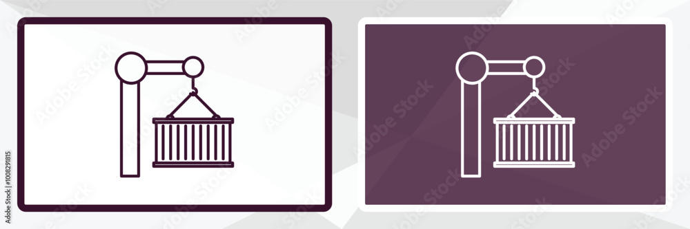 Aufkleber container hanging outline icon. linear vector from delivery concept. thin line white and black conta