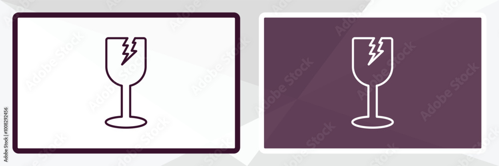 Poster fragile outline icon. linear vector from delivery concept. thin line white and black fragile icon is