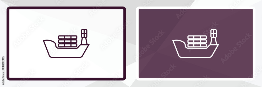 Poster logistic ship outline icon. linear vector from delivery concept. thin line white and black logistic 