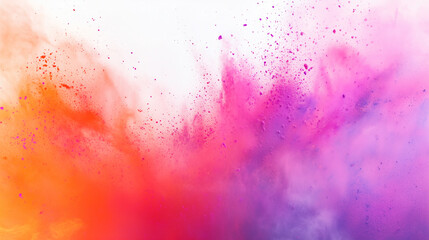 Obraz premium Happy Holi colorful background. Festival of colors, colorful rainbow holi paint color powder explosion isolated white wide panorama background 