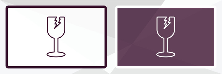 fragile outline icon. Linear vector from delivery concept. Thin line white and black fragile icon isolated on white and dark background