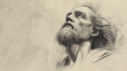 Fototapeta premium Heaven’s Gaze: The Lord’s Wrath and Longing Amidst the Call for Justice